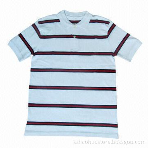 Men's Striped Yarn Dyed Polo Shirt, Polyester, CVC